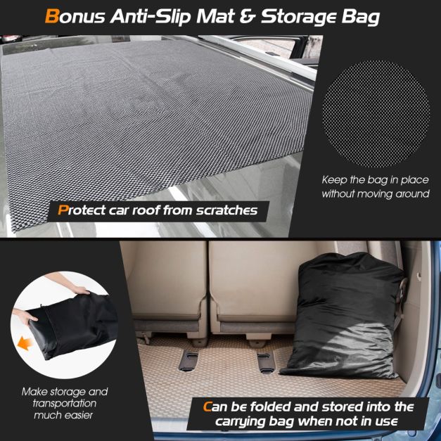 Costway Dachträger - Wasserdicht & Inkl. Anti-Rutsch-Matte - 560 Liter - 132 x 100 x 43 cm - Schwarz/Orange