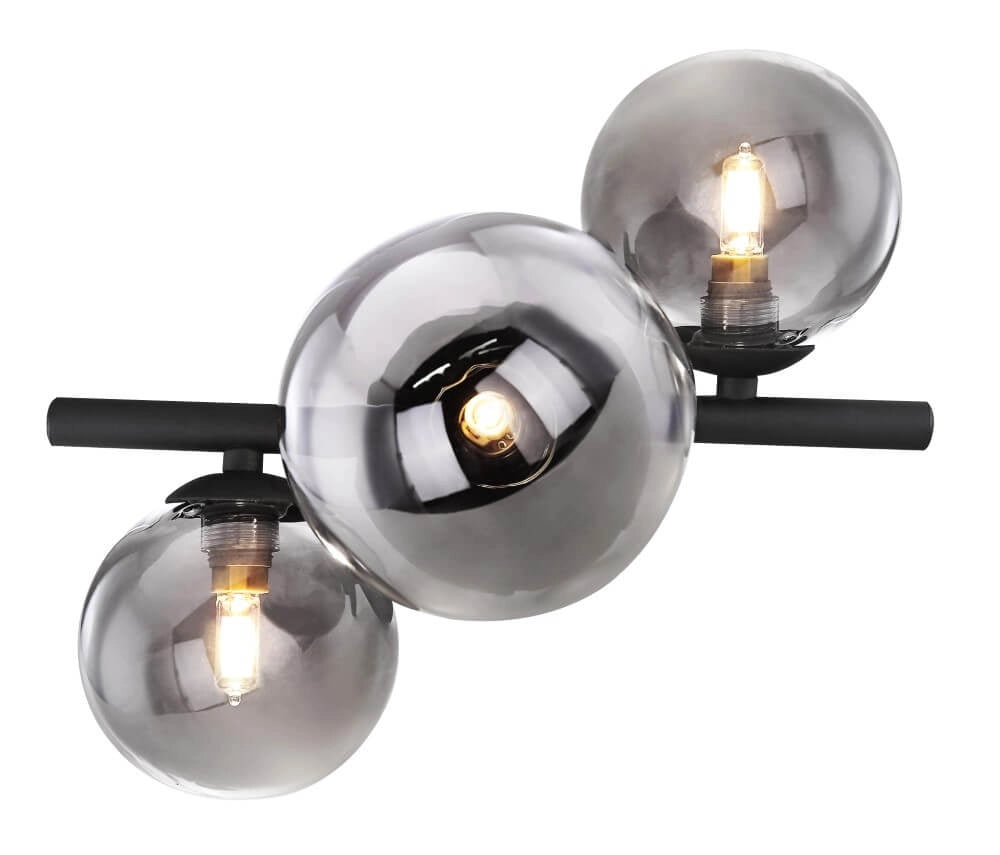 Globo Deckenleuchte Riha – Schwarz mit Rauchglas – 20,8 x 28,3 cm