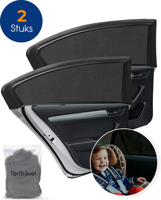 TenTravel Car Sunshades - Sonnenschutz für Baby und Kind - Sonnenschirm für Seitenfenster extra dunkel - UV-Schutz - 2 Stück