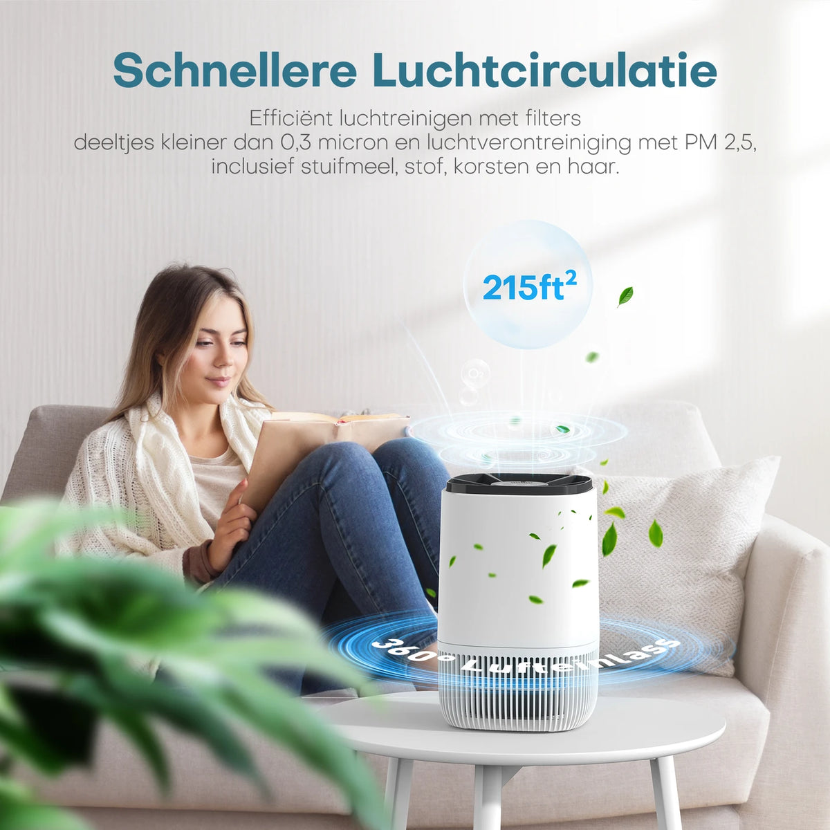 Conopu HEPA-Luftreiniger – Geruchsbeseitigungsfunktion und Timer – 17 × 17 × 26 cm