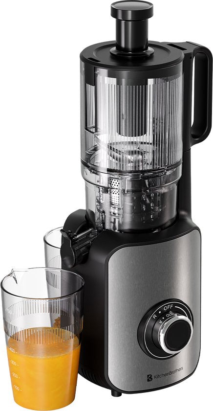 KitchenBrothers Slowjuicer - Vertikal - Entsafter - Gemüse- und Obstpresse - 126 mm - 750 ml - Schwarz