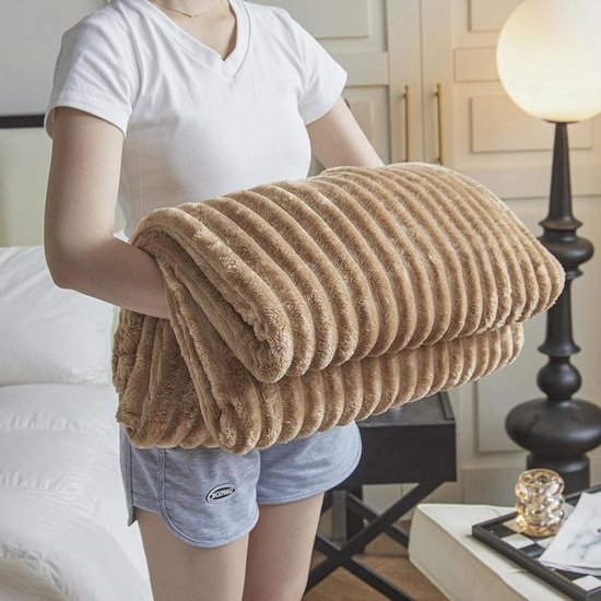 Ceruzo Fleece-Decke 200 x 240 cm – XXL-Plaid – Taupebraun – Weiches Fleece – Tagesdecke für Doppelbett