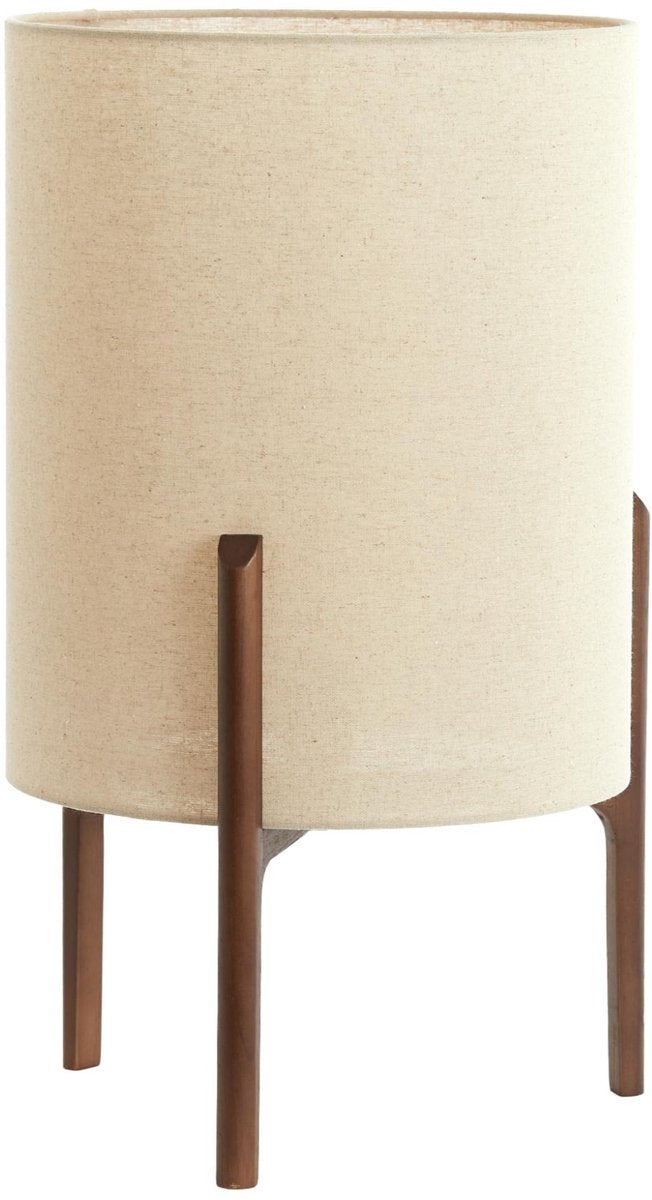 Light & Living Tischleuchte Litto - Holz dunkelbraun - Lampenschirm aus cremefarbenem Stoff Ø35cm