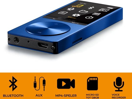 Denver - MP1820 - MP3-/MP4 Player - 128GB - Bluetooth - inkl. Ohrhörer & Sprachaufzeichnung - Blau