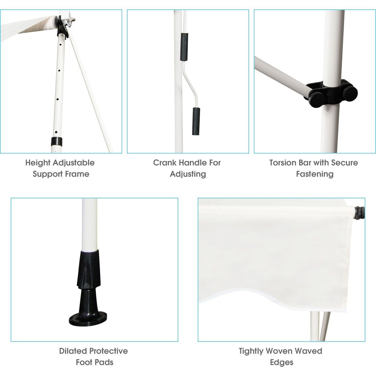 Coast Ausziehbares Vordach Sonnenvordach mit manueller Kurbel-Höhenverstellung 250 x 120 cm beige