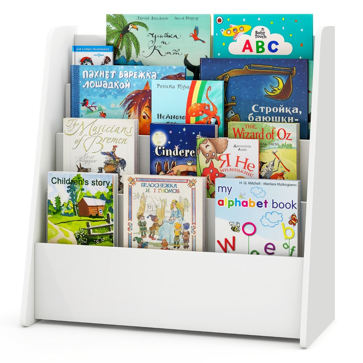 Coast Kinderbuchregal – 4 Fächer – Zeitschriftenhalter – weiß