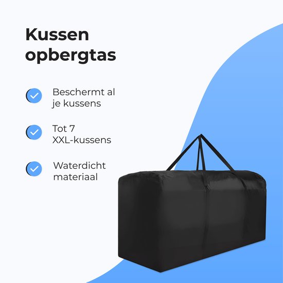 Kissensack für Gartenkissen XXL - Gartenmöbelhülle - Gartenmöbel-Aufbewahrungshülle - Wasserdichte Schutzhülle - Abdeckungen für Gartenmöbel - UV-Schutz - Wetterfest - Schwarz