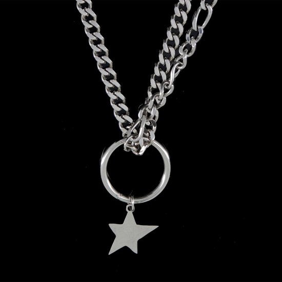 Laura Ferini Damen Halskette Stella Silber - Silber Gliederkette mit Stern - 18K Weißgold vergoldet - Halskette - Halskette - Schmuck - Accessoires - Damen Halskette mit Anhänger