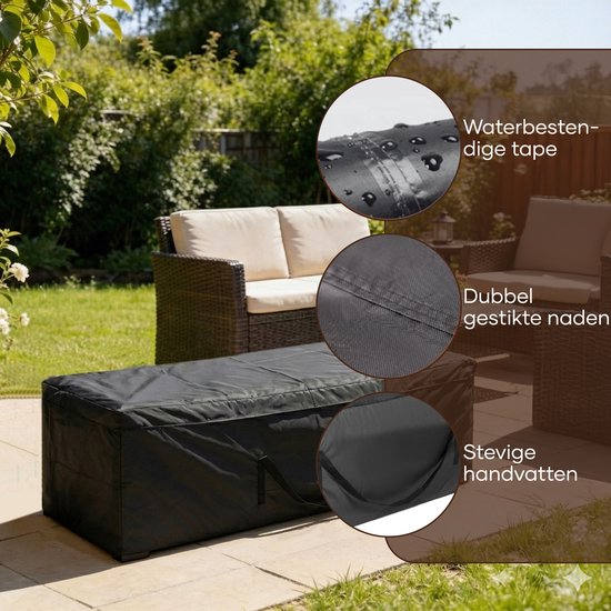 Villux Gartenmöbel-Kissenbezug – Gartenkissenbezug – Wasserdicht – 420D – Aufbewahrungstasche für Gartenkissen – Gartenkissentasche – Schutzhülle für Gartenmöbel – Schutzhülle für Gartenkissen – Schutzhülle für Loungeset – 200 cm x 75 cm x 60 cm