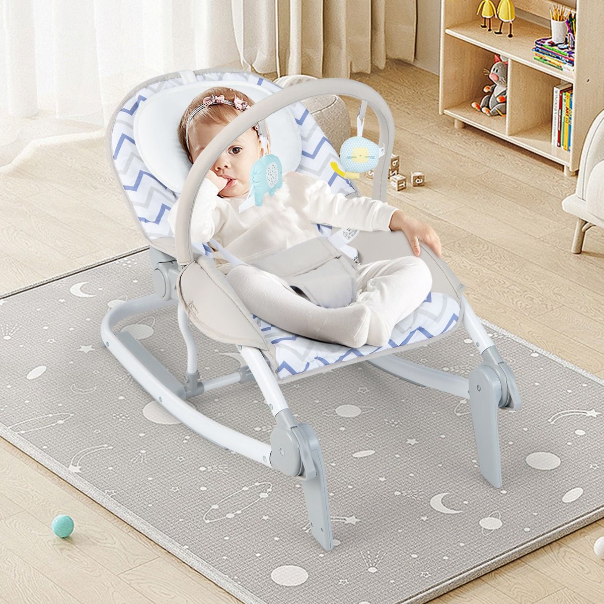 Coast 2-in-1-Babysitz – in 3 Positionen verstellbare Rückenlehne – abnehmbarer Stoffsitz – grau/rosa