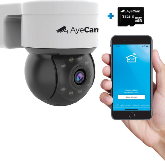 AyeCam Sicherheitskamera Outdoor - 360PRO - FULL HD - Ãœberwachungskamera - Inkl. 32GB SD