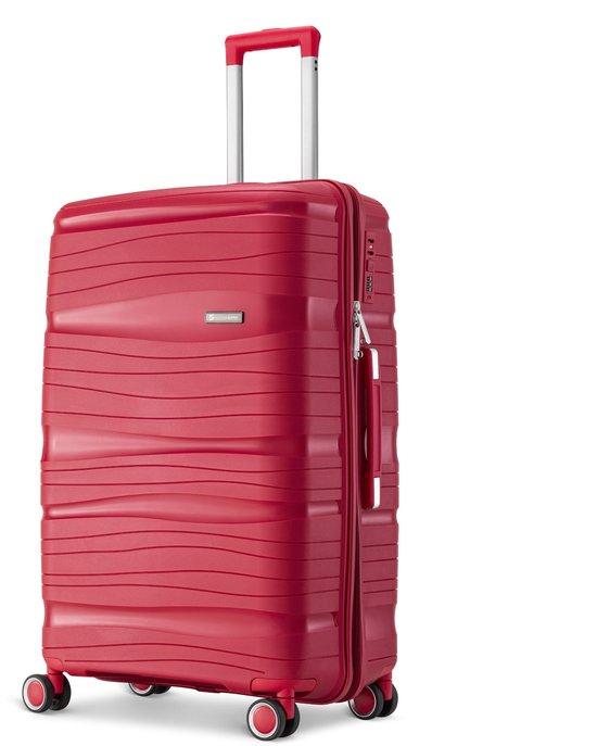 SC Travelin' Charm – 24-Zoll-Reisekoffer (mittelgroß) – Zahlenschloss – 41 x 24 x 69 cm – 68 l – Leicht, wasserdicht und strapazierfähig – Rot V2