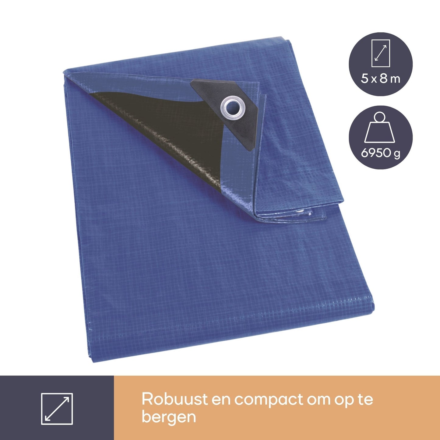 Perel Plane - Blau/Schwarz - Ultra-stark - 5 X 8 M