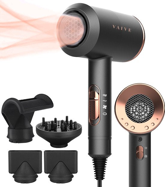 VAIVE Ionic Hairdryer mit Diffusor - Haartrockner 2000 Watt - Haartrockner mit Coolshot - 3 Einstellungen