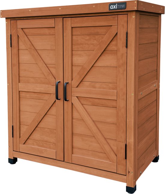 AXI Felix Aufbewahrungsschrank aus Holz – Gartenschrank aus FSC-Holz – Magnetverschluss – Verstellbare Füße – 80 x 45 x 93 cm – Kaffee-Braun