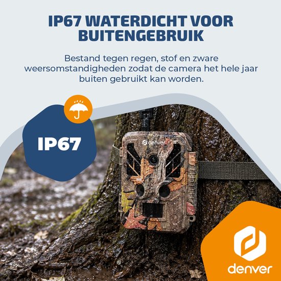 Denver Wildkamera mit Nachtsicht und 4G-Verbindung – Live-Streaming – 4K-Ultra-HD-Video – 48 MP – Solarbetrieb – TrailCam Go-App – WSL8050