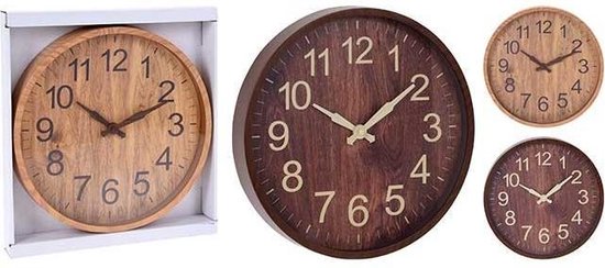 Wanduhr - Küchenuhr - Runde Uhr - Holzoptik - 30cm - Dunkelbraun