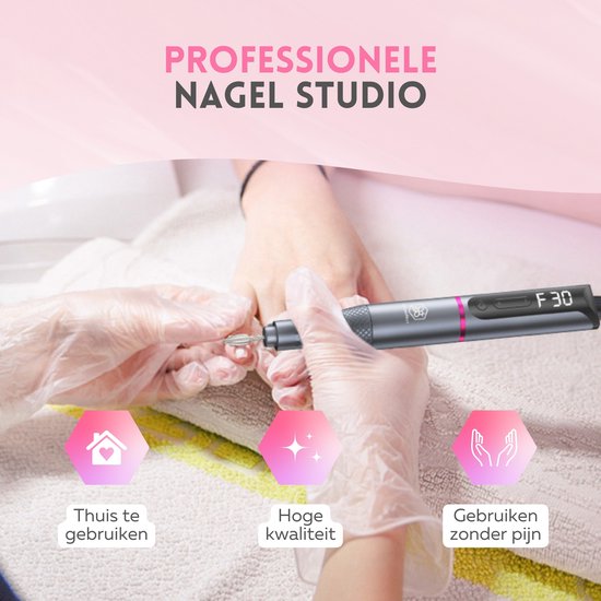 Beeperfect® Cordless Electric Nail File Pro Edition - Nagelfräse - Maniküre- und Pediküre-Set - wiederaufladbar - 11 Bits und 60 Schleifrollen - 30.000 U/min