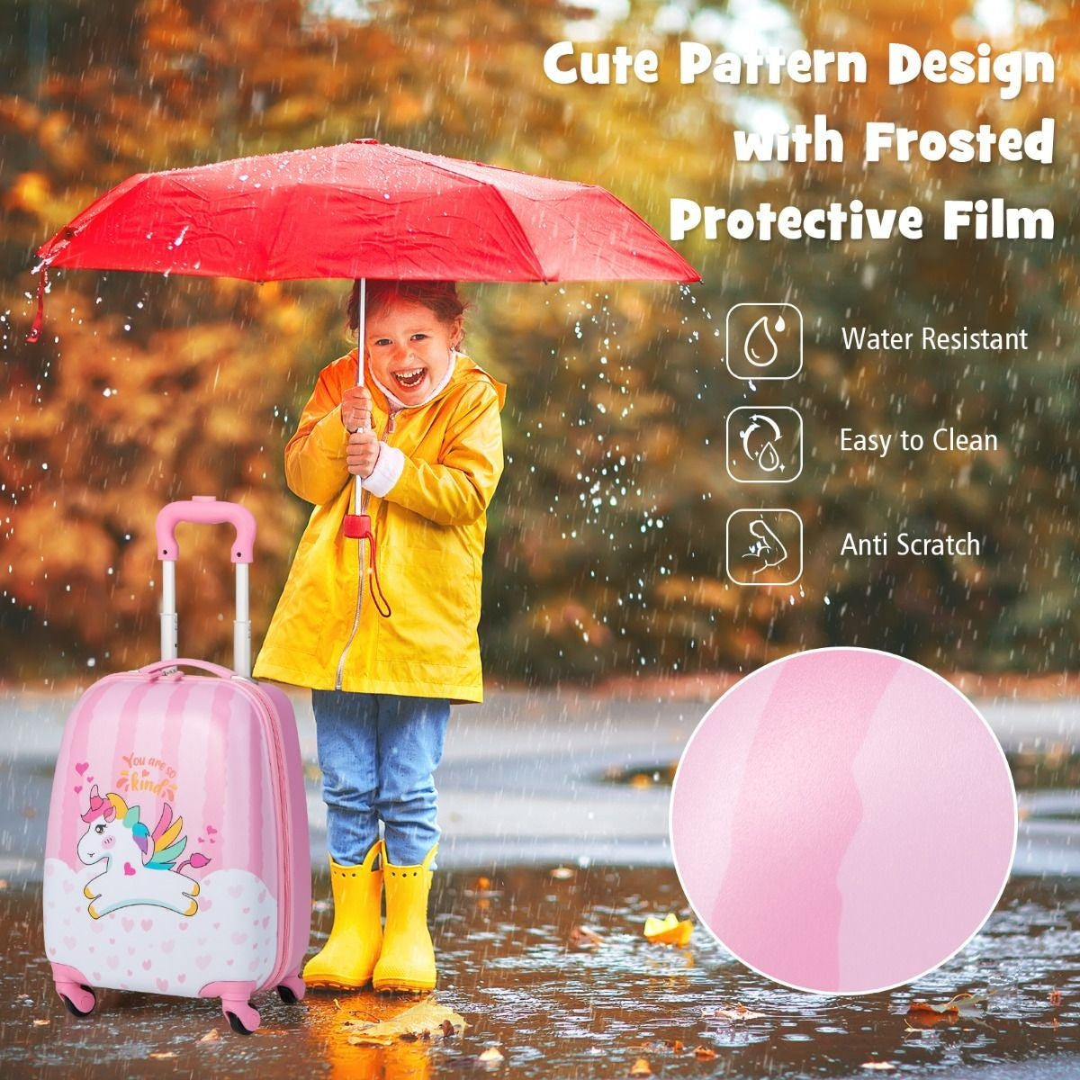 Coast Kinderkoffer + Rucksack - Einhörner - 2-teilig - Handgepäck - rosa