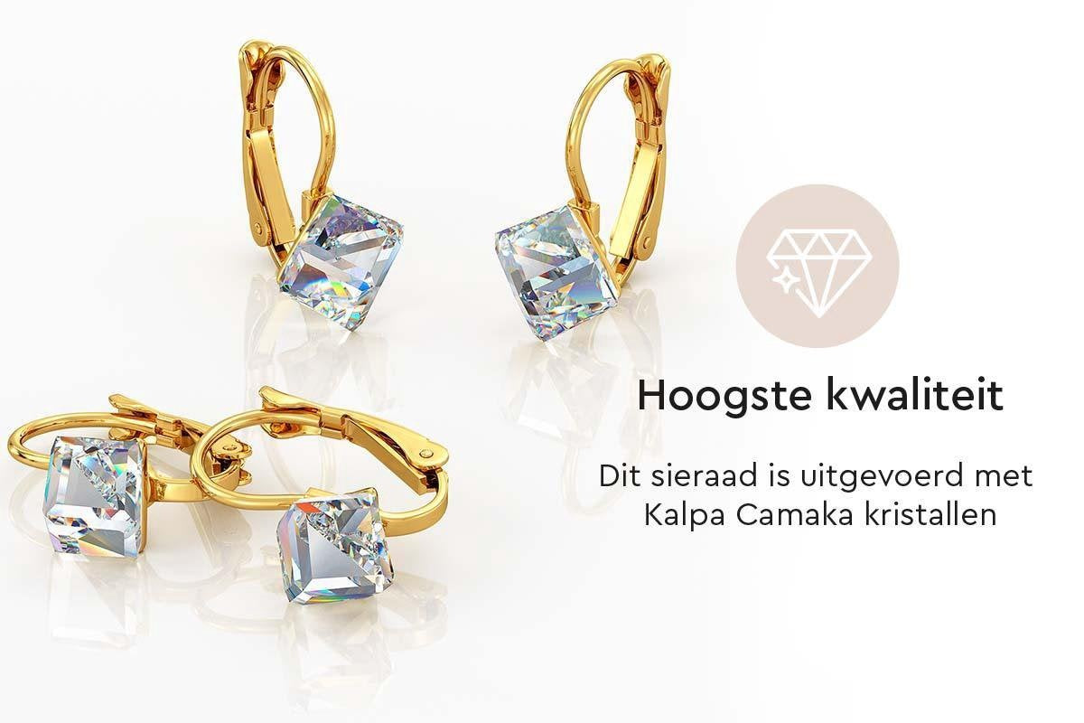 Yolora Damen Ohrringe mit Kalpa Camaka Kristallen - Gold - 18K Gelbgold plattiert