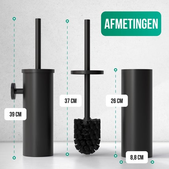 Avalo Toilettenbürste mit Halter - hängend - Edelstahl schwarz - Toilettenbürste mit Halter