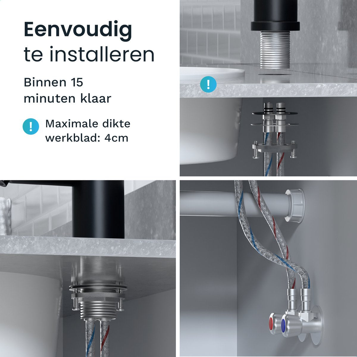 Mirlux Waschtischarmatur Schwarz 24,5 × 17 × 5 cm - Mischbatterie Bad für Kalt- und Warmwasser