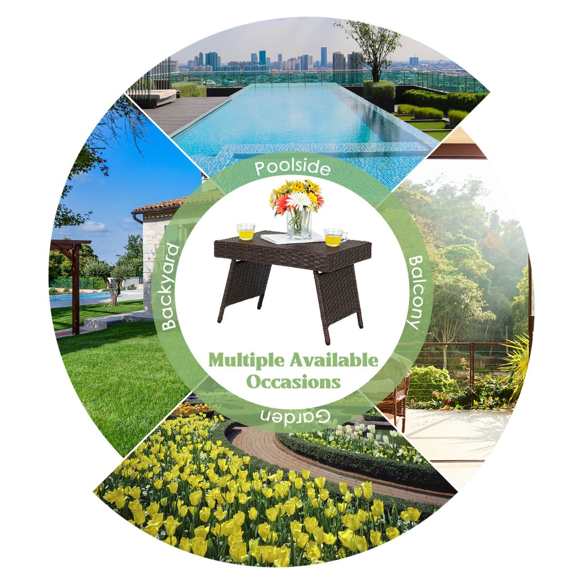 Coast Outdoor Couchtisch - klappbar - 60 x 40 x 40 cm - Braun