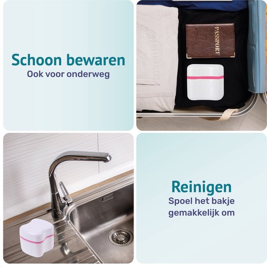 Prothesentablett - Bracket-Tray - Rosa - Inkl. Tropfschale - Für - Zahnspange - Zahnersatz - Prothese - Bracket-Tray - Bracket-Box - Tablett