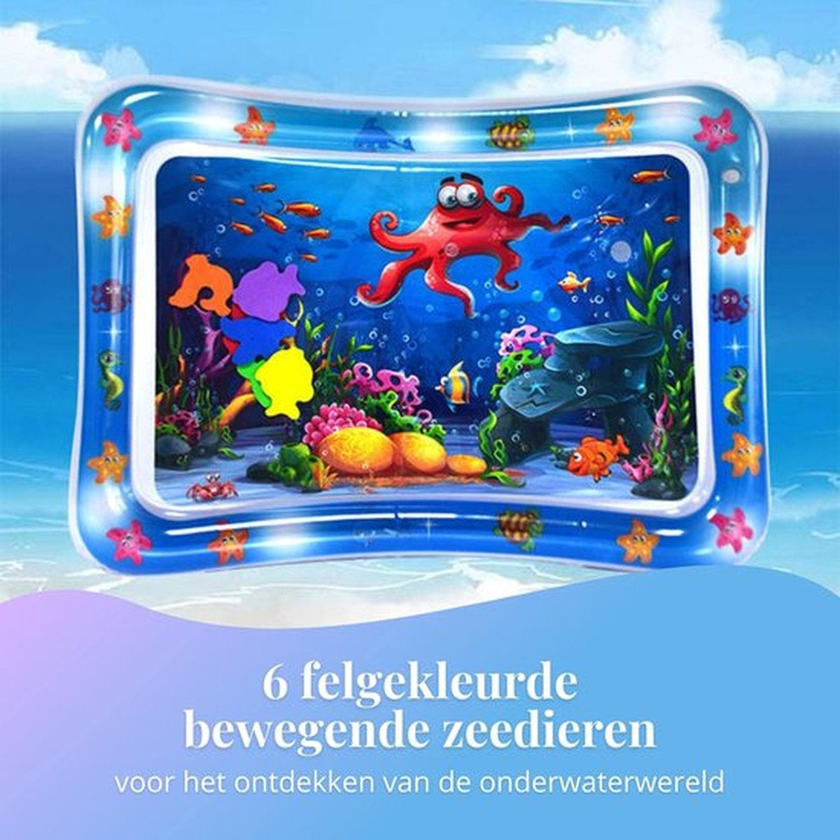 Tenify Wasser Spielmatte - Wasser Matte - Spielmatte - aufblasbar - Tummy Time - Baby Spielzeug 0 Jahr - Mutterschaft Geschenk - Blau