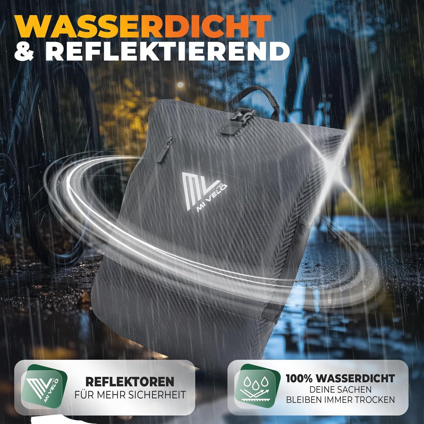 MIVELO PRIMUS - 3-in-1 wasserdichte Packtasche mit Laptopfach und Schloss - Carbon - 20 L