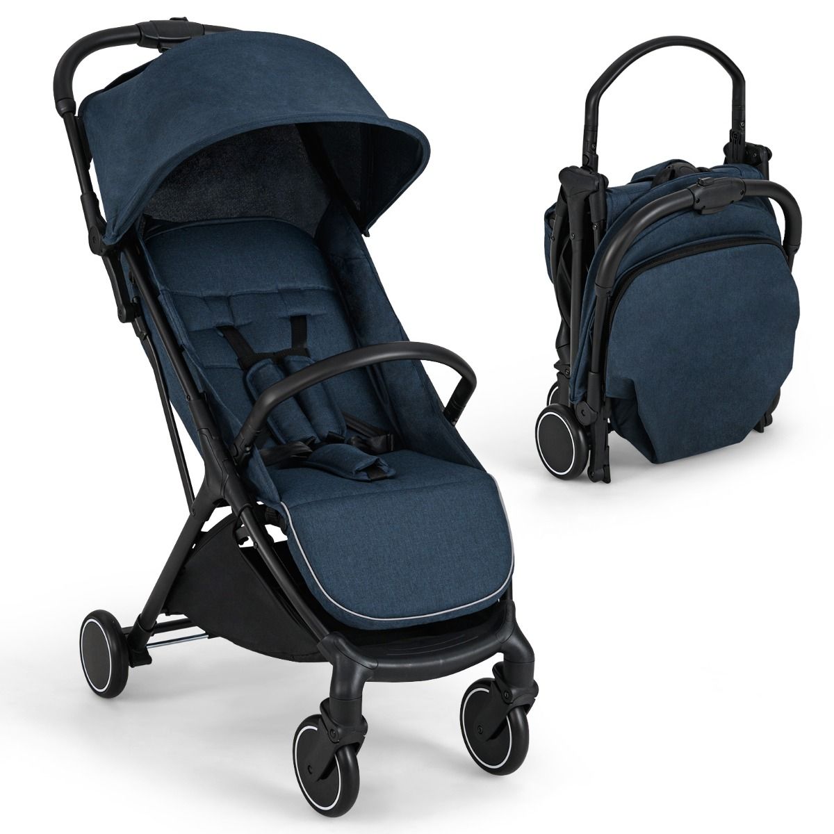 Coast Kinderwagen – leicht und kompakt – mit einer Hand zusammenklappbar – dunkelblau