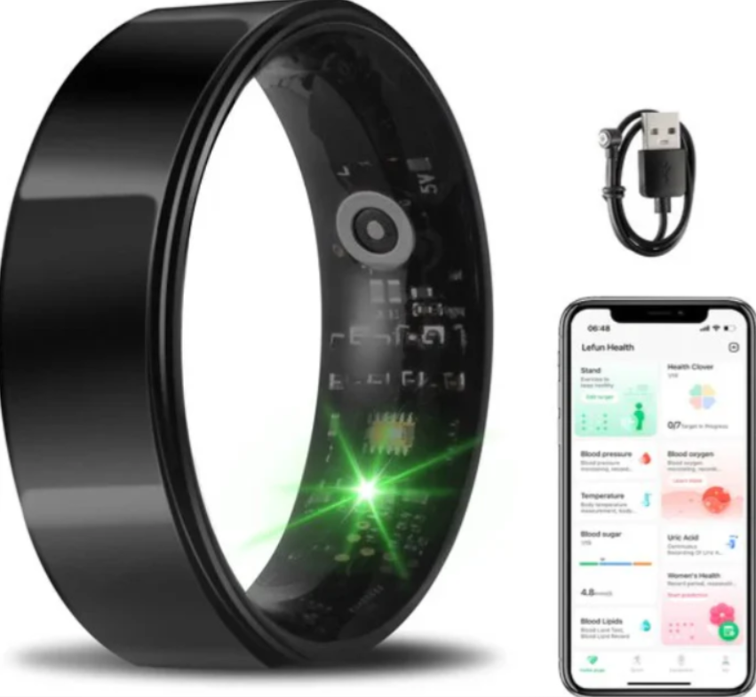Saaf Smart Ring - Größe 12 - für Frauen und Männer - Activity Tracker - Wearables - Schwarz