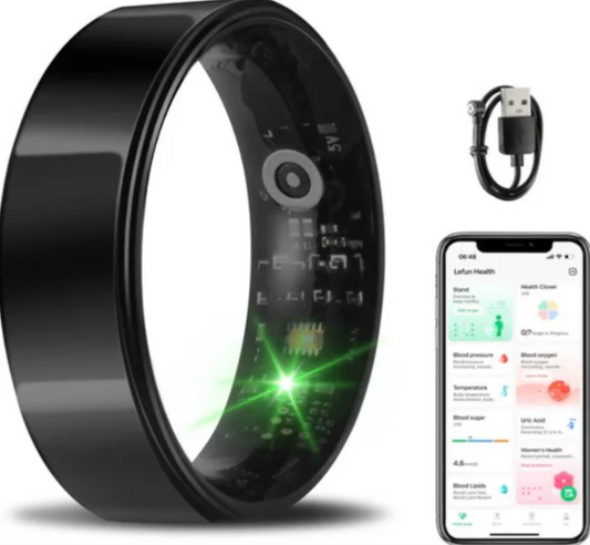 Saaf Smart Ring - Größe 12 - für Frauen und Männer - Activity Tracker - Wearables - Schwarz