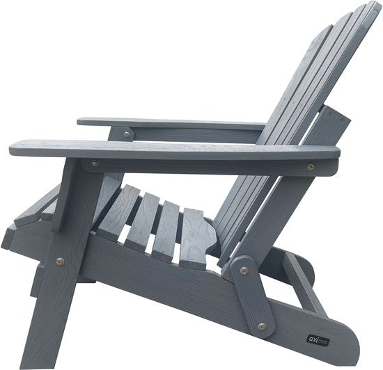 AXI Rosalie Adirondack Stuhl Grau – Loungesessel aus Holz mit Armlehnen – Zusammenklappbar – Hohe Rückenlehne – Gartenstuhl – 75,5 x 86,5 x 85 cm – 100 % FSC-zertifiziertes Hemlockholz