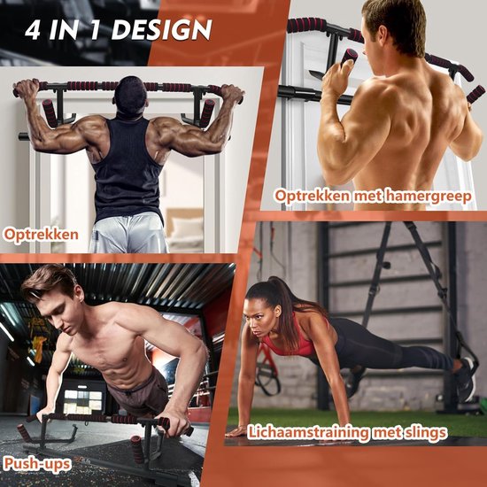 DH FitLife – Klimmzugstange für Türrahmen – Ohne Schrauben – Inkl. Sling-Trainer – Für Türrahmen von 70–92 cm