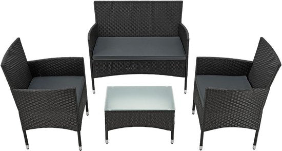 Polyrotan Lounge Set Fort Myers - Schwarz