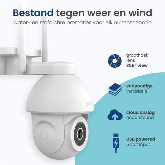Gologi - Superior Sicherheitskamera 2 - Außenkamera mit Nachtsicht - Wand- und Dachmontage - 4MP - Mit Wifi und App - Weiß