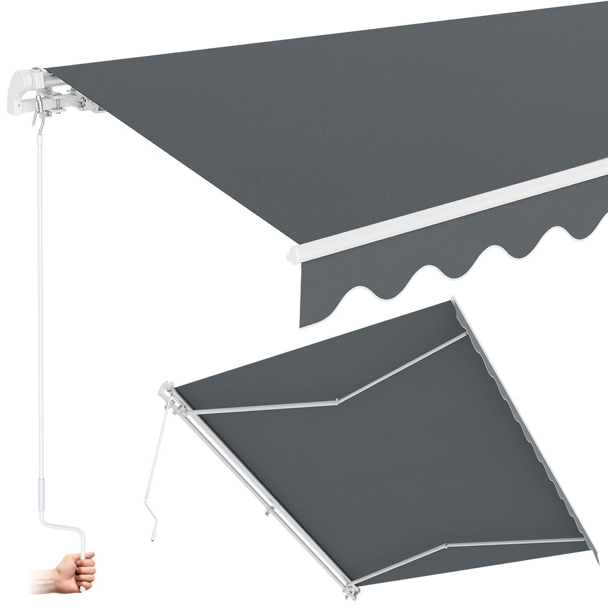 Coast Sonnenschutz-Terrassenüberdachung – einziehbar – Aluminiumrahmen – grau 3,6 x 3 m