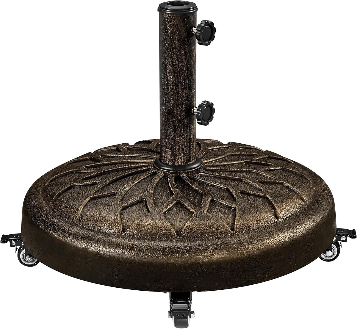 Yaheetech Sonnenschirmständer mit Rollen 50,5 x 42 cm – Bronze – Geeignet für Sonnenschirmstangen mit einem Durchmesser von 34/38/48 mm