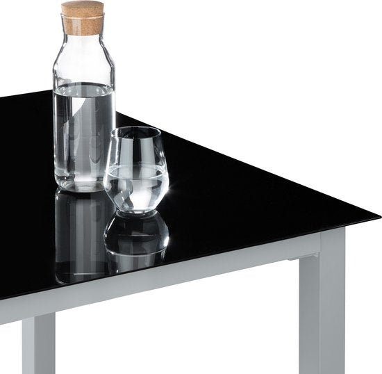 tectake Sitzgarnitur Aluminium Klappstühle, Loungeset mit 6x Stühlen und 1x Glastisch Esstisch, Gartenmöbelset wetterfest für Balkon, Gartenstühle, Terrassenmöbel, Liegestuhl - silber