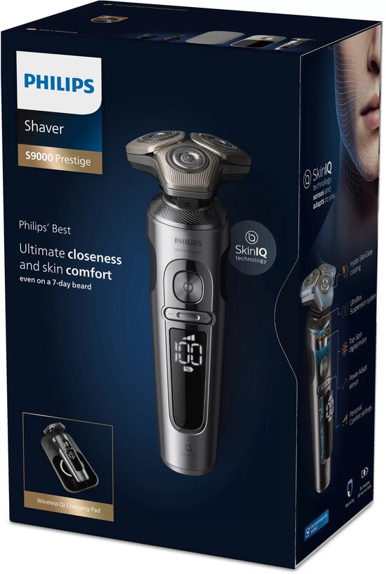 Philips Shaver S9000 Prestige SP9871/22 Elektrorasierer mit SkinIQ, Nass- und Trockenrasur