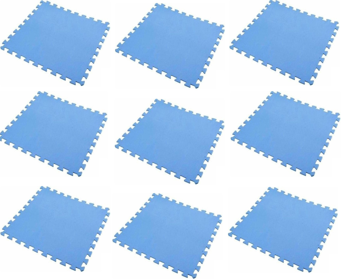 Free And Easy - Pool-Unterlegfliesen - Puzzlematte - Schaumstoff - 50 x 50 cm - 9 Stück - Blau