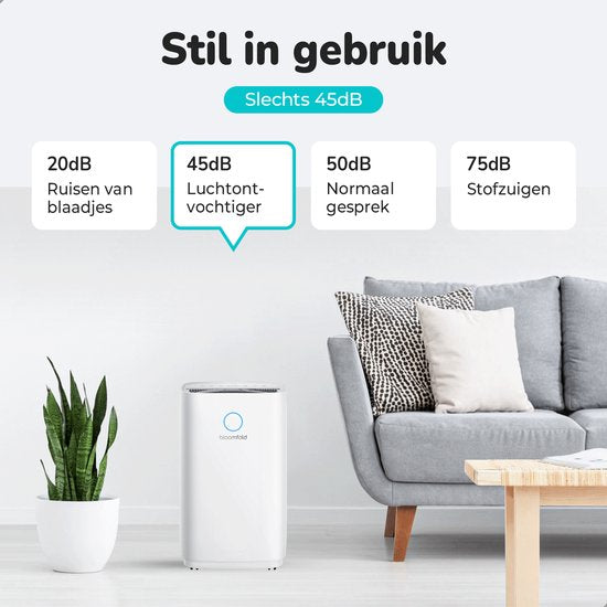 Bloomfold Luftentfeuchter - 25L pro Tag - inkl. Wasch-Trocken-Funktion - geeignet für Wohnzimmer, Schlafzimmer, Keller & Badezimmer - Luftentfeuchter - Weiß