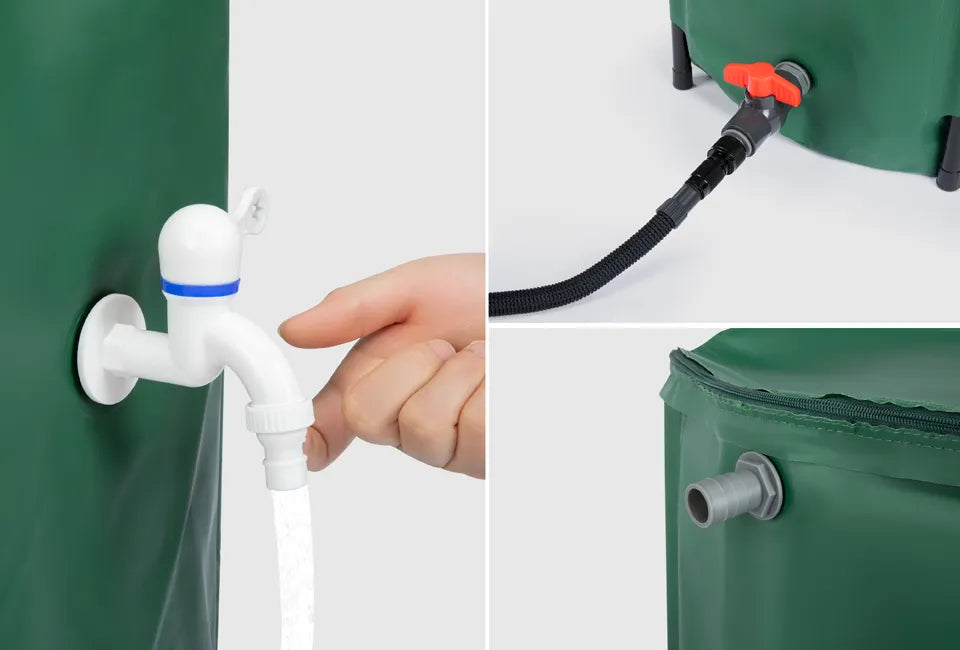 Hortensus Faltbare Regentonne 250 Liter - Grün - 90x60 cm - Mit Hahn und Reißverschluss