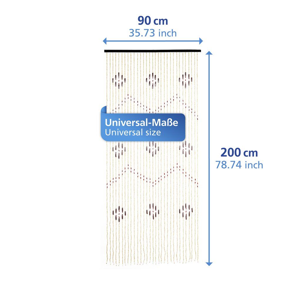 Maximex Bambus-Perlenvorhang, mehrfarbig – 90 x 200 cm – 31 Stränge