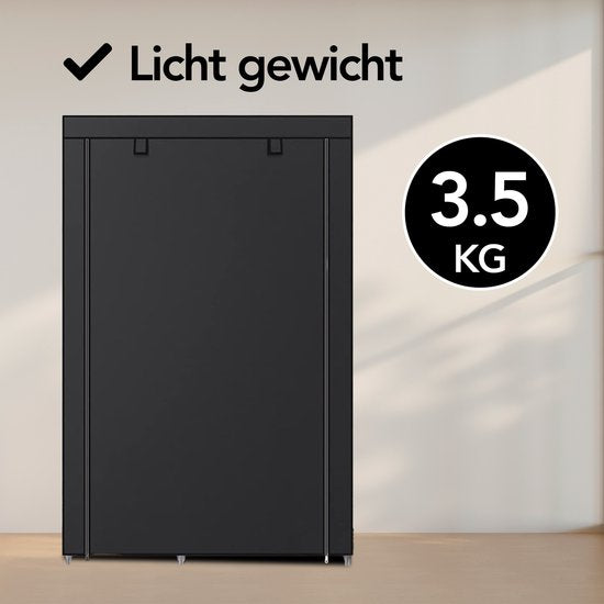 Brixy Kleiderschrank - Kleiderschrank - Faltbarer Kleiderschrank - Faltbarer Stoffschrank - Campingschrank - 88 x 45 x 168 cm - Schwarz