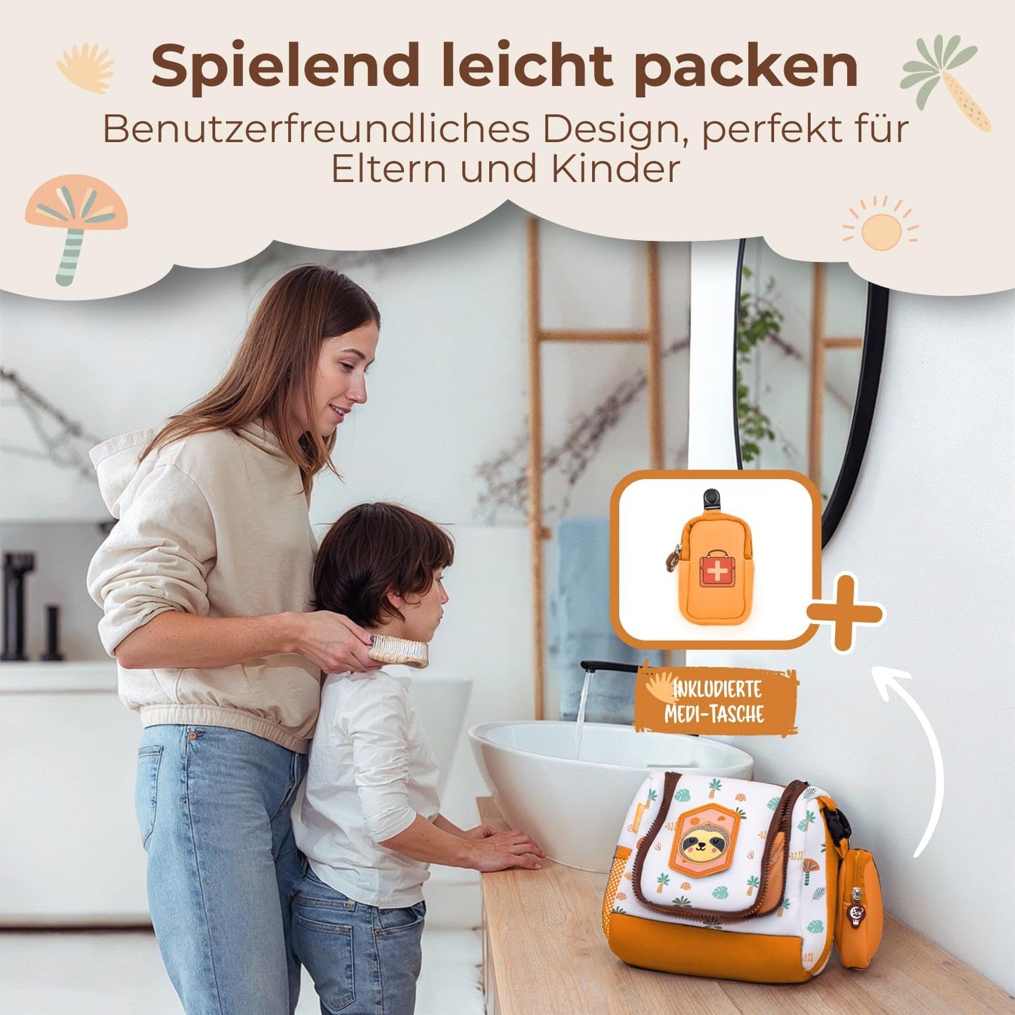 REISERACKER Kosmetiktasche für Kinder - orange - 9 x 21 x 18 cm