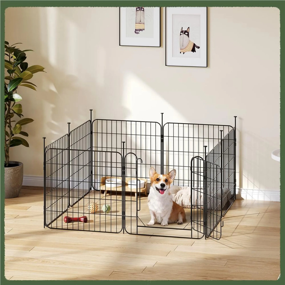 Yaheetech – Sicherer und flexibler Hundepark mit 8 Elementen, 60 cm – Mattschwarz – Metall