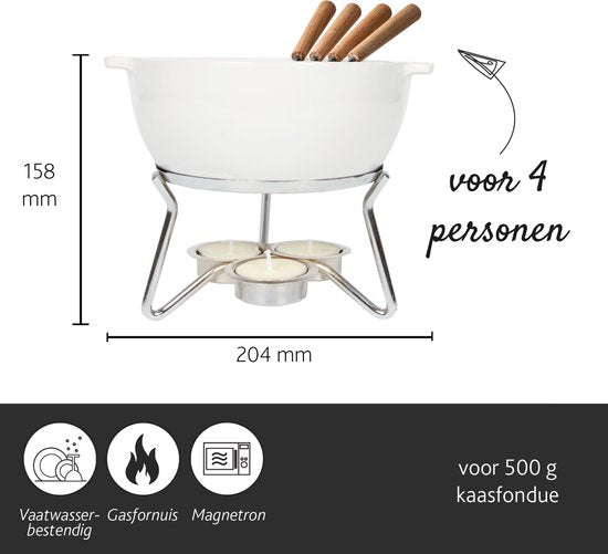 Boska Käsefondue-Set Party - mikrowellenfest - Keramik - Weiß - 750 ml