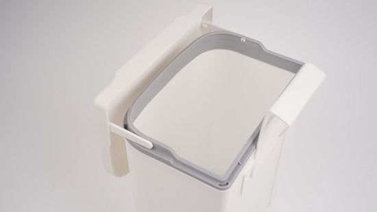 Ceruzo Abfalleimer - mit Schiebedeckel - 9 Liter- GFT Aufsatzbehälter - hängend oder stehend - weiß -24 x 16 x H30 cm